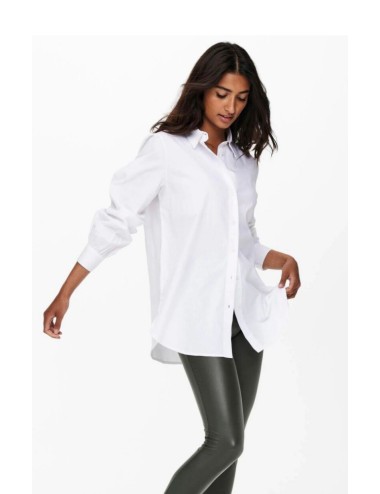 Camisa basic blanca larga...